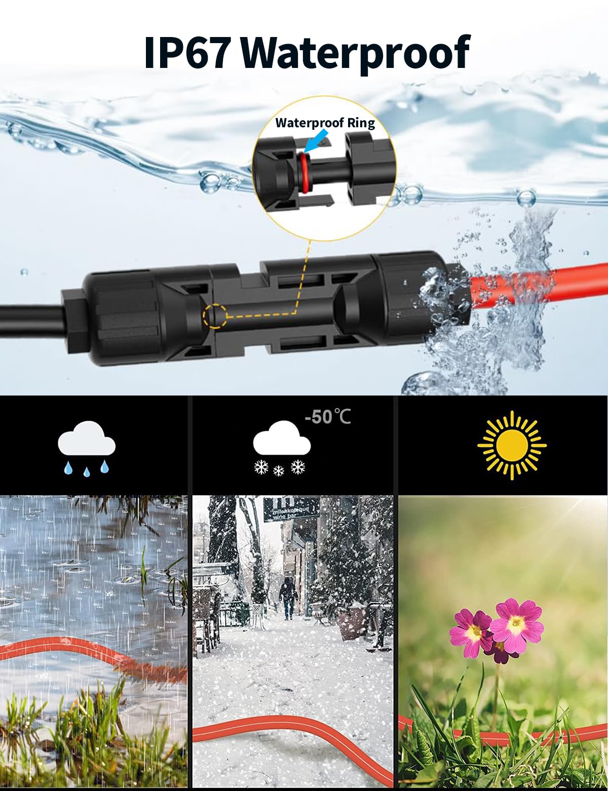 10FT Solar to XT60 Connector Charge Extension Cable 12AWG 3M, Tonton M-C-4 to XT60 Adapter Solar Cable for ECOFLOW RIVER & DELTA Series Portable Power Station, Solar Generator, RV Foldable Solar Panel - Image 6