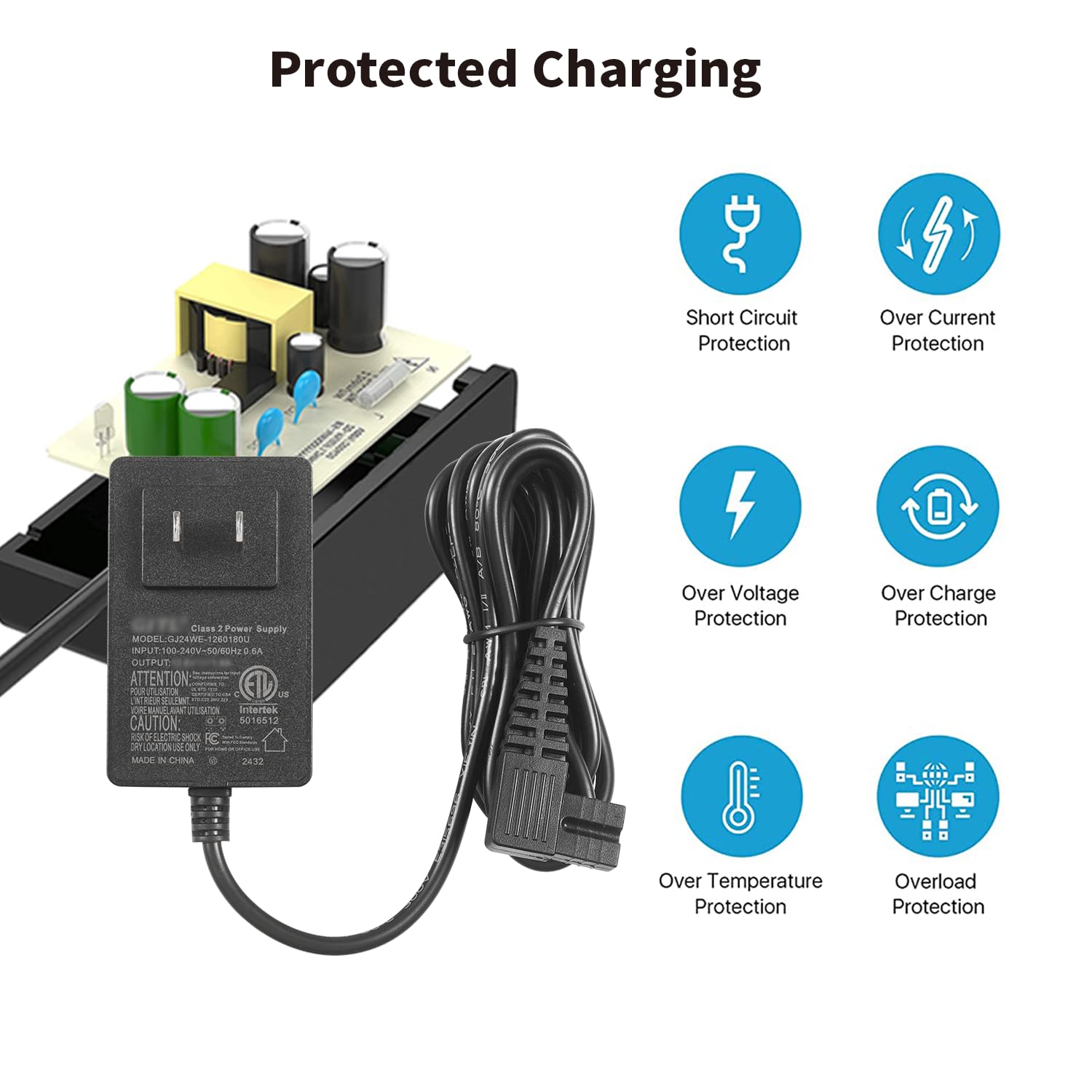 12.6V Charger for Aiper Seagull 600 800 800B SE 1000 1500 P1111 HJ1103J HJ1102 AC Adapter Replacement for AIPURY 1000 Cordless Automatic Robotic Pool Vacuum Cleaner Power Supply 6FT Cord UL Listed - Image 7