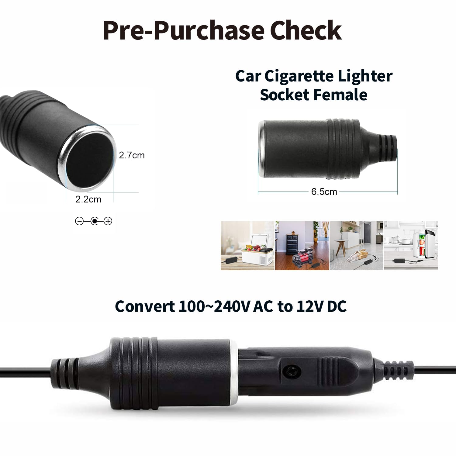 12V 5A 60W AC to DC Power Adapter, 100-240V to 12V Car Cigarette Lighter Socket Converter, Power Supply for Car Refrigerator Portable Fridge, Car Vacuum, Fan, MP3, and Other 12V Devices Under 60W - Image 4