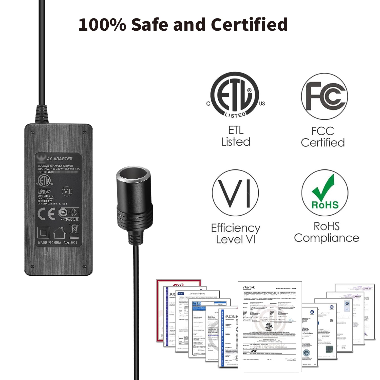 12V 5A 60W AC to DC Power Adapter, 100-240V to 12V Car Cigarette Lighter Socket Converter, Power Supply for Car Refrigerator Portable Fridge, Car Vacuum, Fan, MP3, and Other 12V Devices Under 60W - Image 6