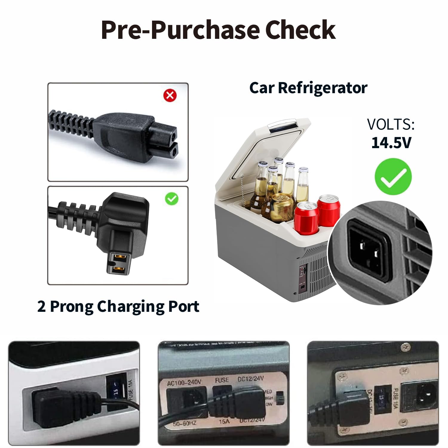 14.5V Car Refrigerator DC Power Cord for Portable Fridge Freezer Cooler AC Charger Charging Cable Compatible with Alpicool, Bodega, ICECO, Setpower, JoyTutus, ARB, AstroAI, Aspenora, BougeRV, Wagan - Image 6