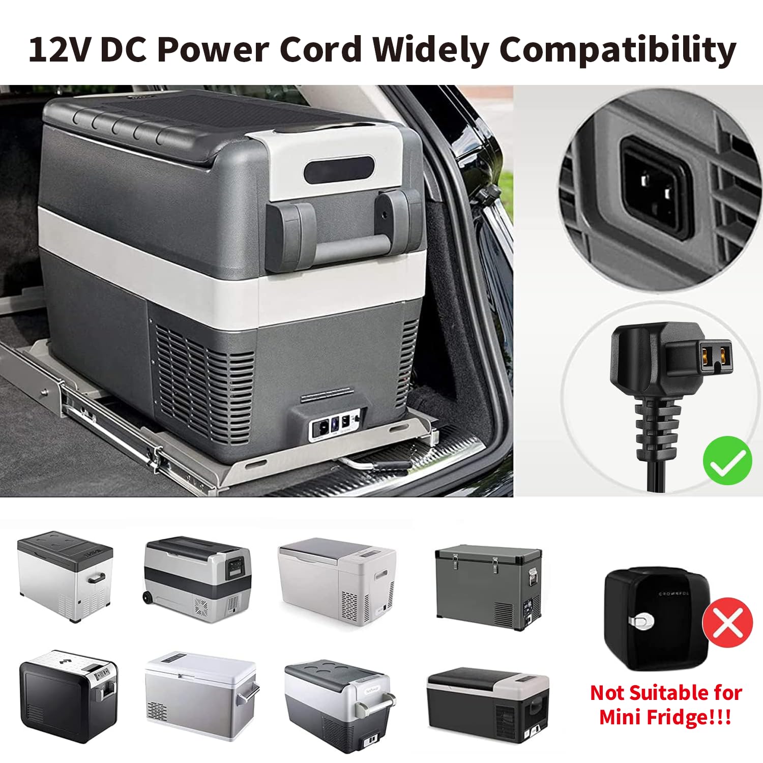 14.5V Car Refrigerator DC Power Cord for Portable Fridge Freezer Cooler AC Charger Charging Cable Compatible with Alpicool, Bodega, ICECO, Setpower, JoyTutus, ARB, AstroAI, Aspenora, BougeRV, Wagan - Image 8