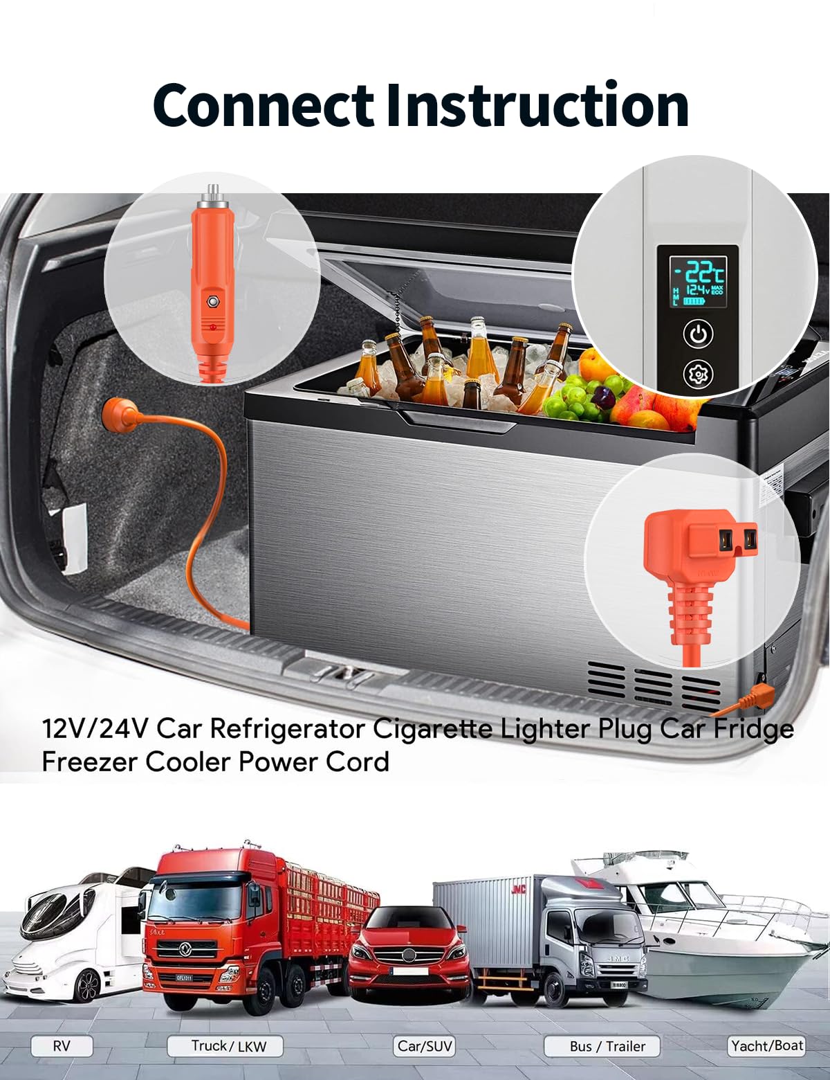 16AWG 12V/24V DC Power Cord Cable 11.6FT 3.5M for Car Refrigerator Compatible with Alpicool, Bodega, Euhomy, BougeRV, ARB, Dometic, ICECO, Setpower, JoyTutus Portable Fridge Freezer Compressor Cooler - Image 4
