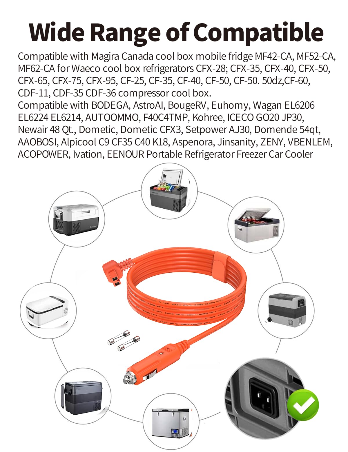 16AWG 12V/24V DC Power Cord Cable 11.6FT 3.5M for Car Refrigerator Compatible with Alpicool, Bodega, Euhomy, BougeRV, ARB, Dometic, ICECO, Setpower, JoyTutus Portable Fridge Freezer Compressor Cooler - Image 5