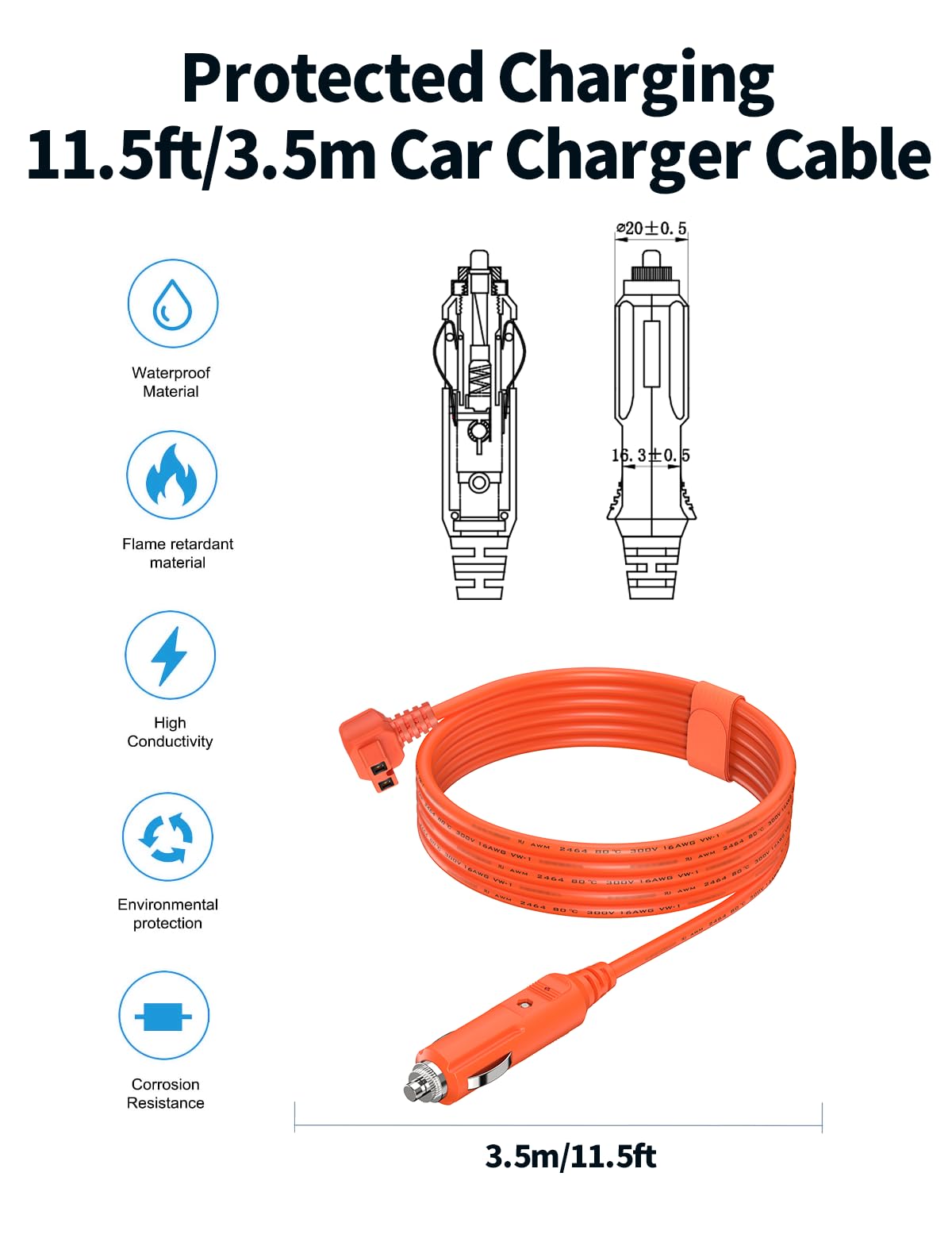 16AWG 12V/24V DC Power Cord Cable 11.6FT 3.5M for Car Refrigerator Compatible with Alpicool, Bodega, Euhomy, BougeRV, ARB, Dometic, ICECO, Setpower, JoyTutus Portable Fridge Freezer Compressor Cooler - Image 6