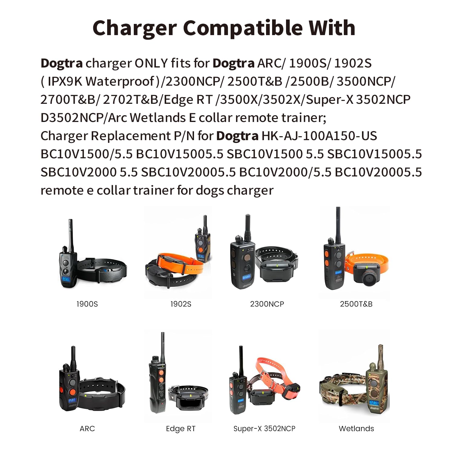 3-in-1 10V Charger for Dogtra Dogs Trainer Collar ARC 1900S 1902S 2300NCP 2500B 3500NCP 3502NCP, Dogtra Super-X Remote E Collar Power Adapter with 3 DC Cable, HK-AJ-100A150-US Replacement Power Supply - Image 5