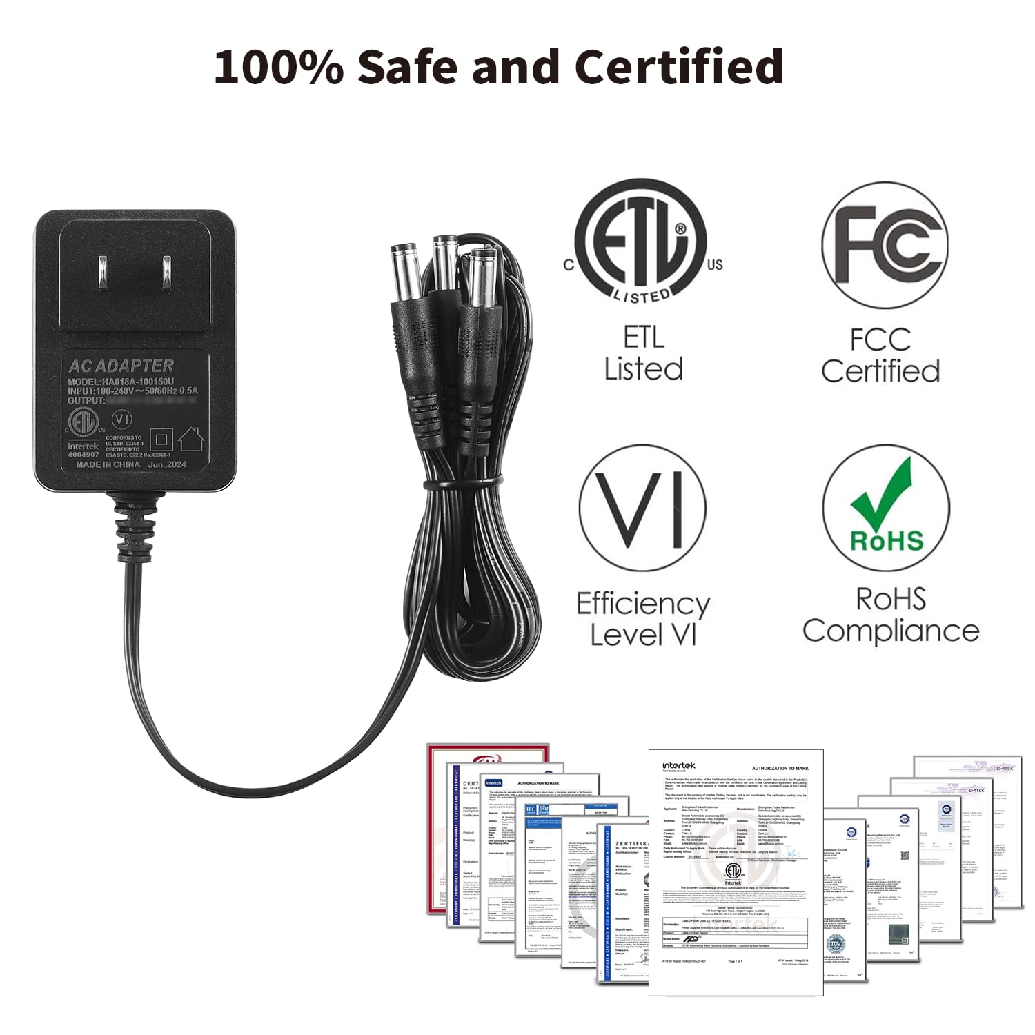 3-in-1 10V Charger for Dogtra Dogs Trainer Collar ARC 1900S 1902S 2300NCP 2500B 3500NCP 3502NCP, Dogtra Super-X Remote E Collar Power Adapter with 3 DC Cable, HK-AJ-100A150-US Replacement Power Supply - Image 6