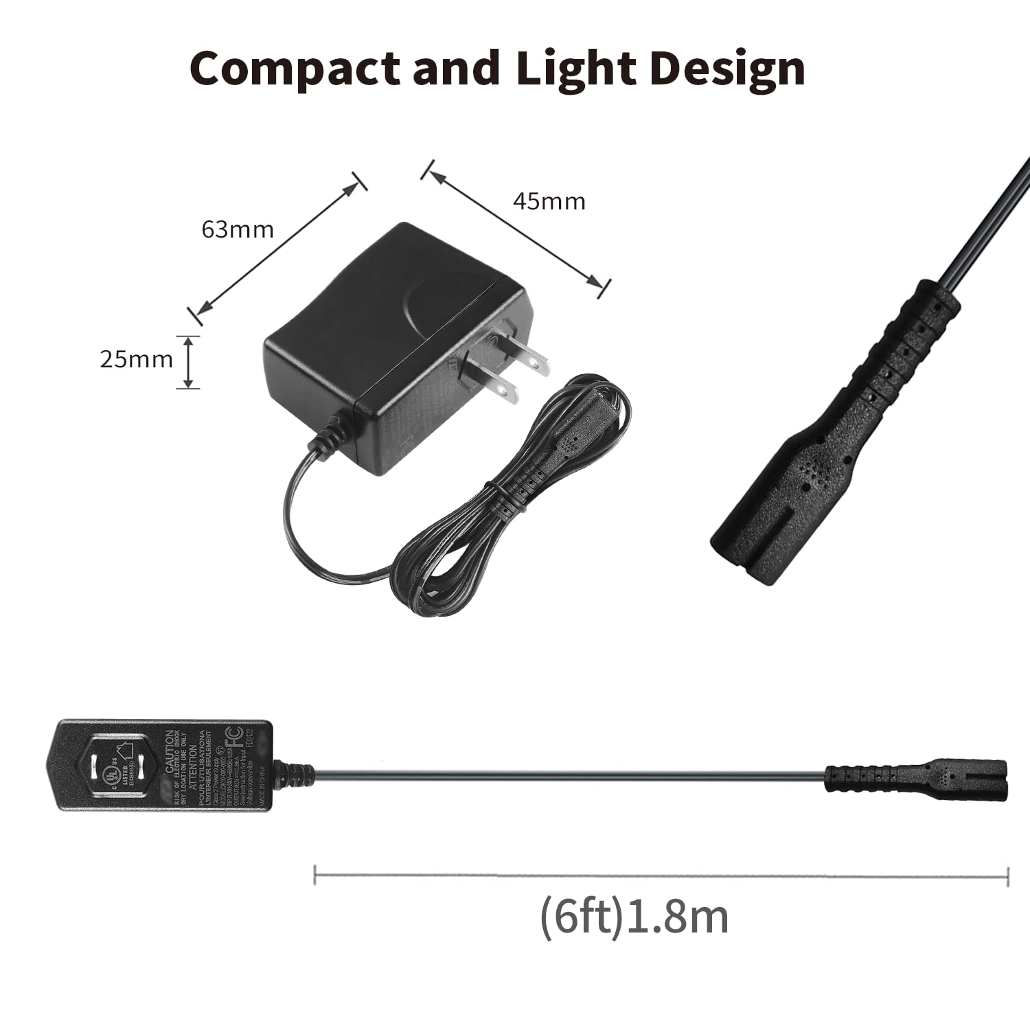 9V Adapter 6FT Charger for LABIGO Electric Spin Scrubber LA1 Pro KS-2619 and Voweek VWS211/SP02-2 Prong Power Supply Cord for Cordless Cleaning Brush, Replacement Charger FD DK10-090-0650 UL Listed - Image 7