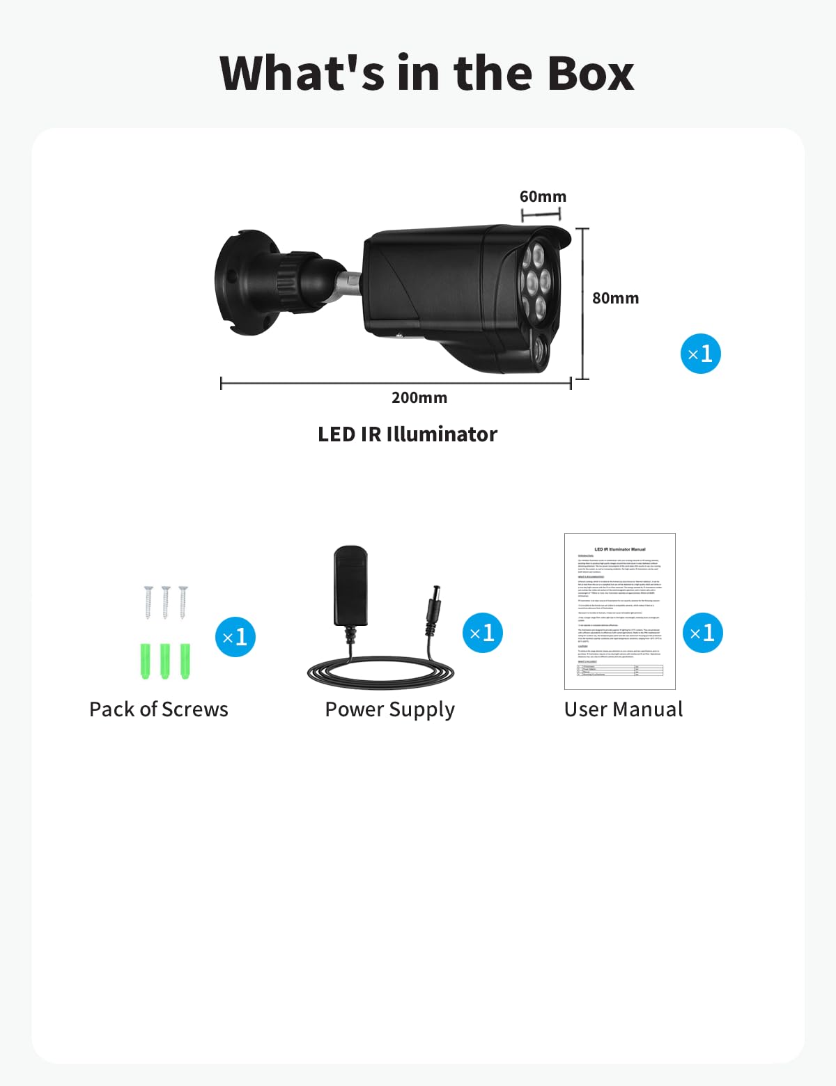 LONNKY LED IR Illuminator Wide Angle 8-LEDs 90 Degree 100Ft IR Infrared Flood Light for CCTV Security Cameras, IP Camera, Bullet Camera, Dome Camera, Suitable for Outdoor and Indoor Use - Image 9