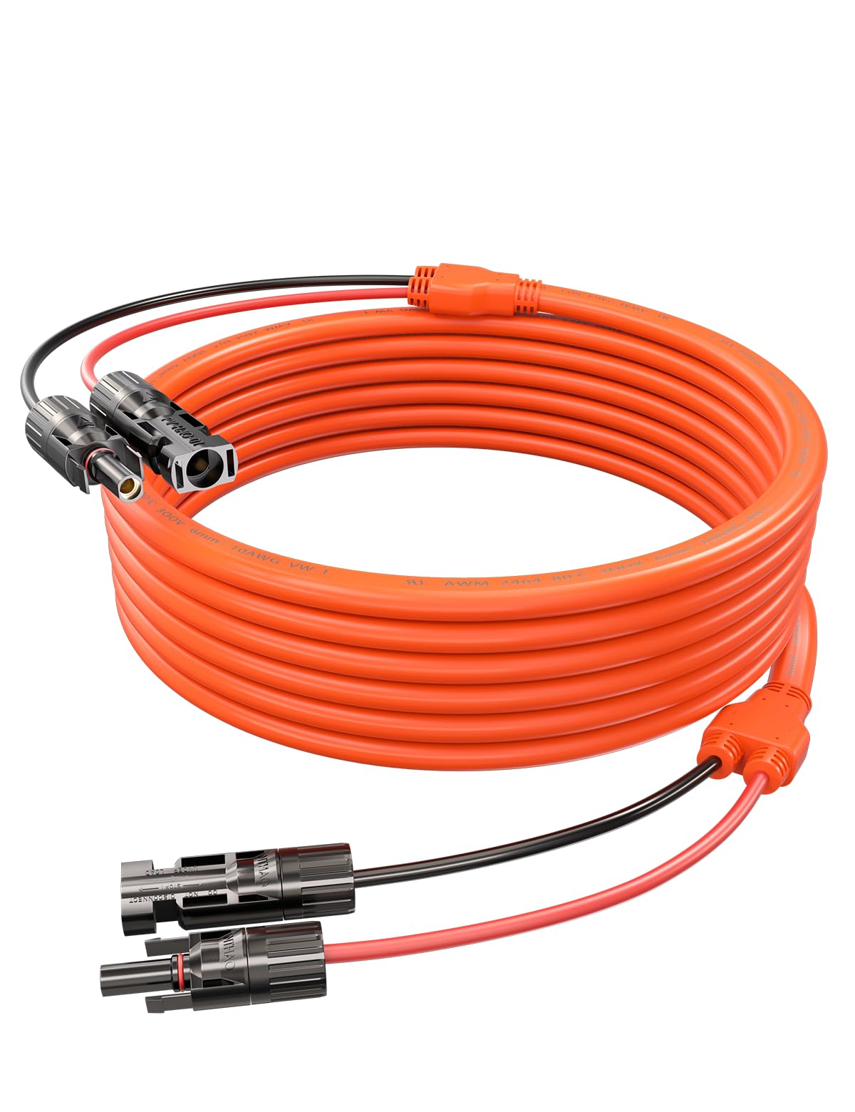 Tonton 10Ft 10AWG Solar Panel Extension Cable 6mm² One-Piece Solar Cable with Male and Female Connectors, Waterproof PV Wire for RV, Photovoltaic Systems, Home, Boat, Solar Panels, Car(10AWG 10FT 3M)