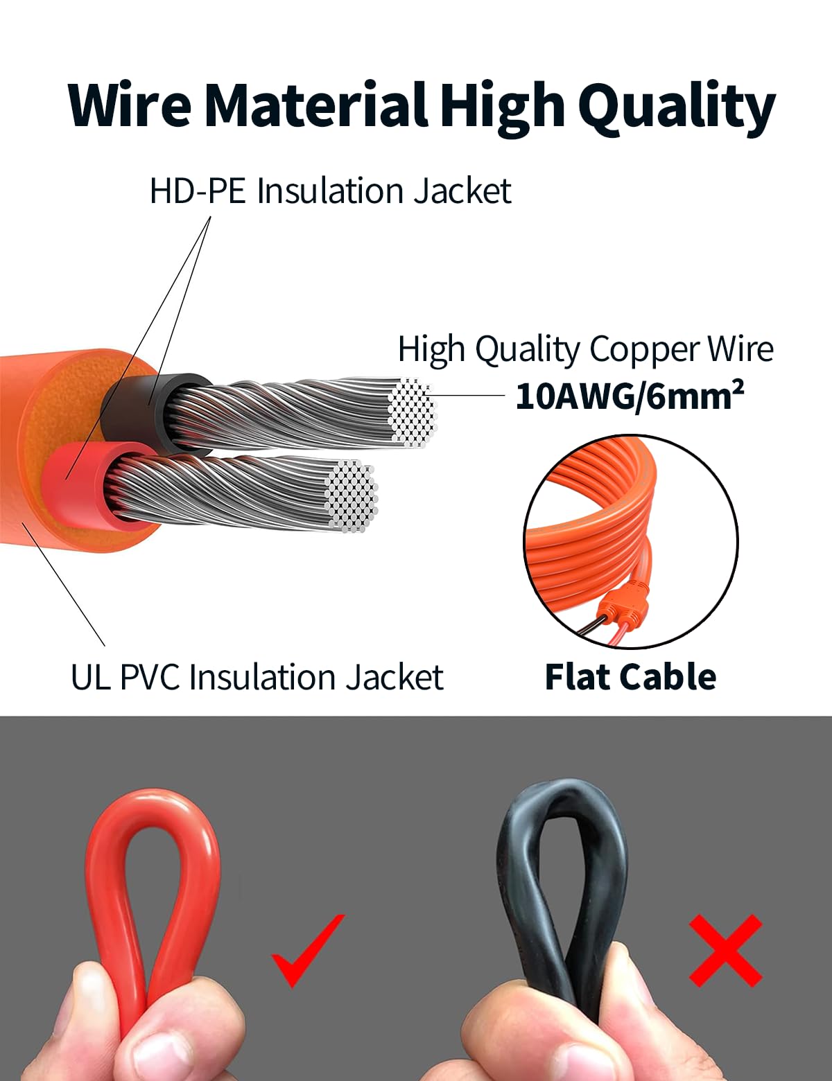 Tonton 10Ft 10AWG Solar Panel Extension Cable 6mm² One-Piece Solar Cable with Male and Female Connectors, Waterproof PV Wire for RV, Photovoltaic Systems, Home, Boat, Solar Panels, Car(10AWG 10FT 3M) - Image 8
