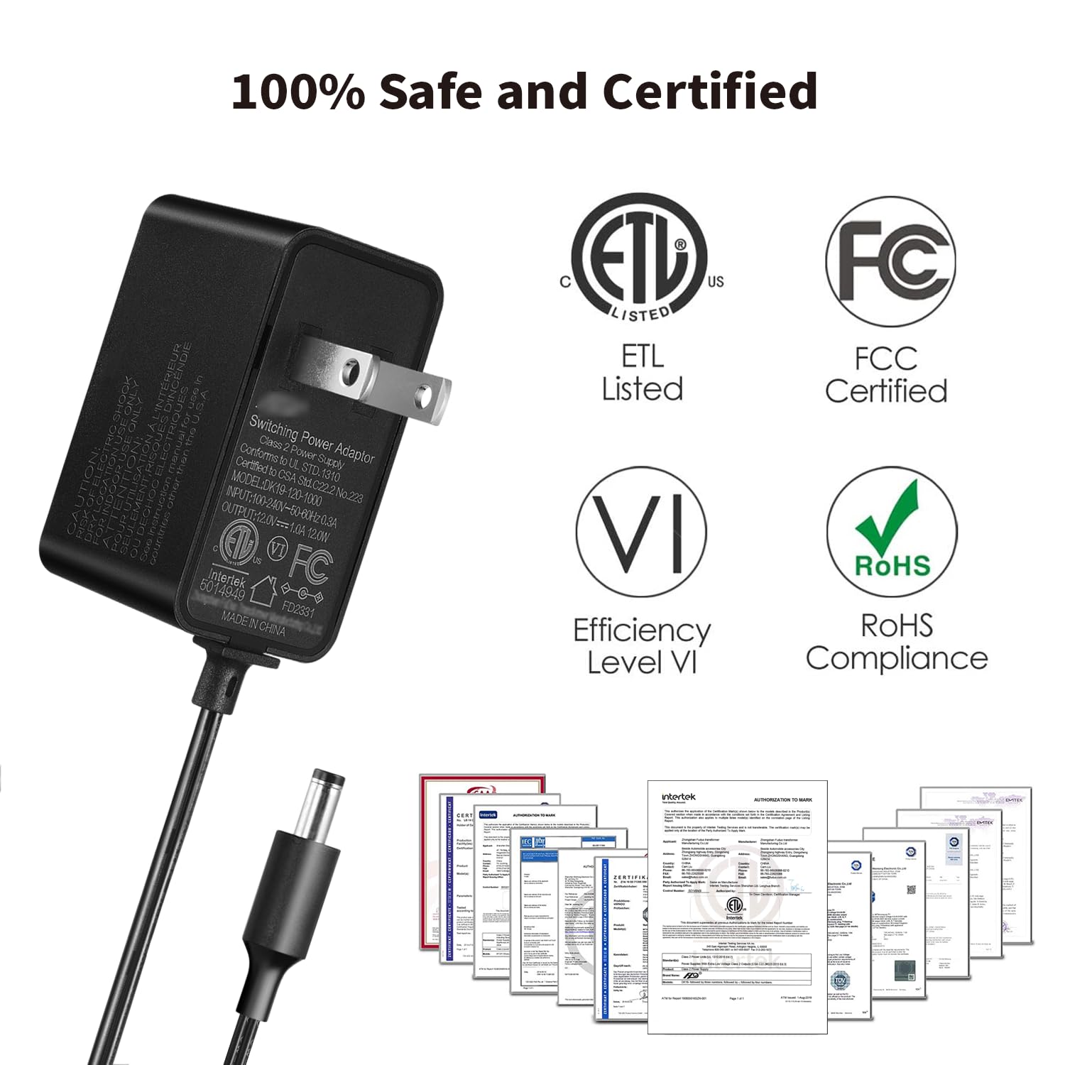 Tonton 12V 1A 10ft AC/DC Long Power Supply Adapter Cord 12W Wall Charger AC 100V-240V to DC 12 Volt with 8 Tips for LED Strip Light, CCTV Camera, BT Speaker, GPS, Webcam, Router, UL/CE/FCC Certified - Image 3