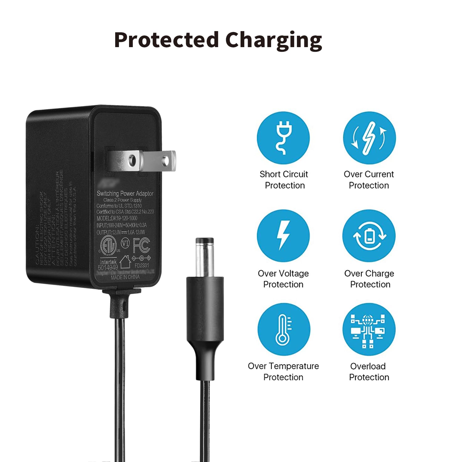 Tonton 12V 1A 10ft AC/DC Long Power Supply Adapter Cord 12W Wall Charger AC 100V-240V to DC 12 Volt with 8 Tips for LED Strip Light, CCTV Camera, BT Speaker, GPS, Webcam, Router, UL/CE/FCC Certified - Image 5