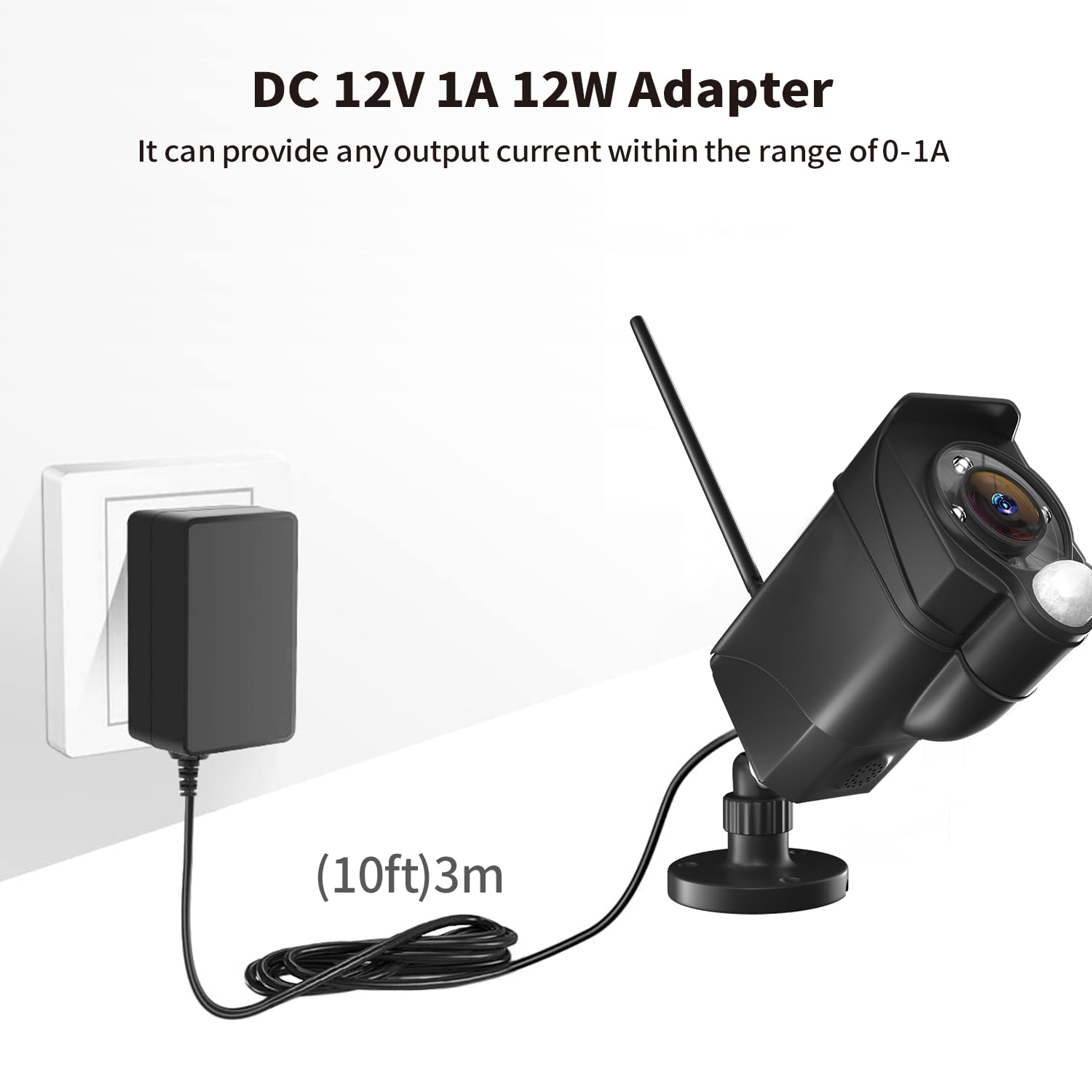 Tonton 12V 1A 10ft AC/DC Long Power Supply Adapter Cord 12W Wall Charger AC 100V-240V to DC 12 Volt with 8 Tips for LED Strip Light, CCTV Camera, BT Speaker, GPS, Webcam, Router, UL/CE/FCC Certified - Image 9