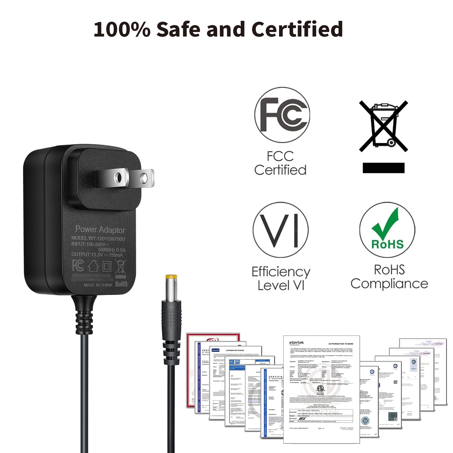Charger for Shark VACMOP VM200C VC200 UM200 UM205 VM20026 Compatible with VACMOP VM190 VM19026 VMP30, 13.3V Replacement Adapter for Pro Cordless Hard Floor Vacuum Mop, 6Ft Power Supply Cord - Image 7