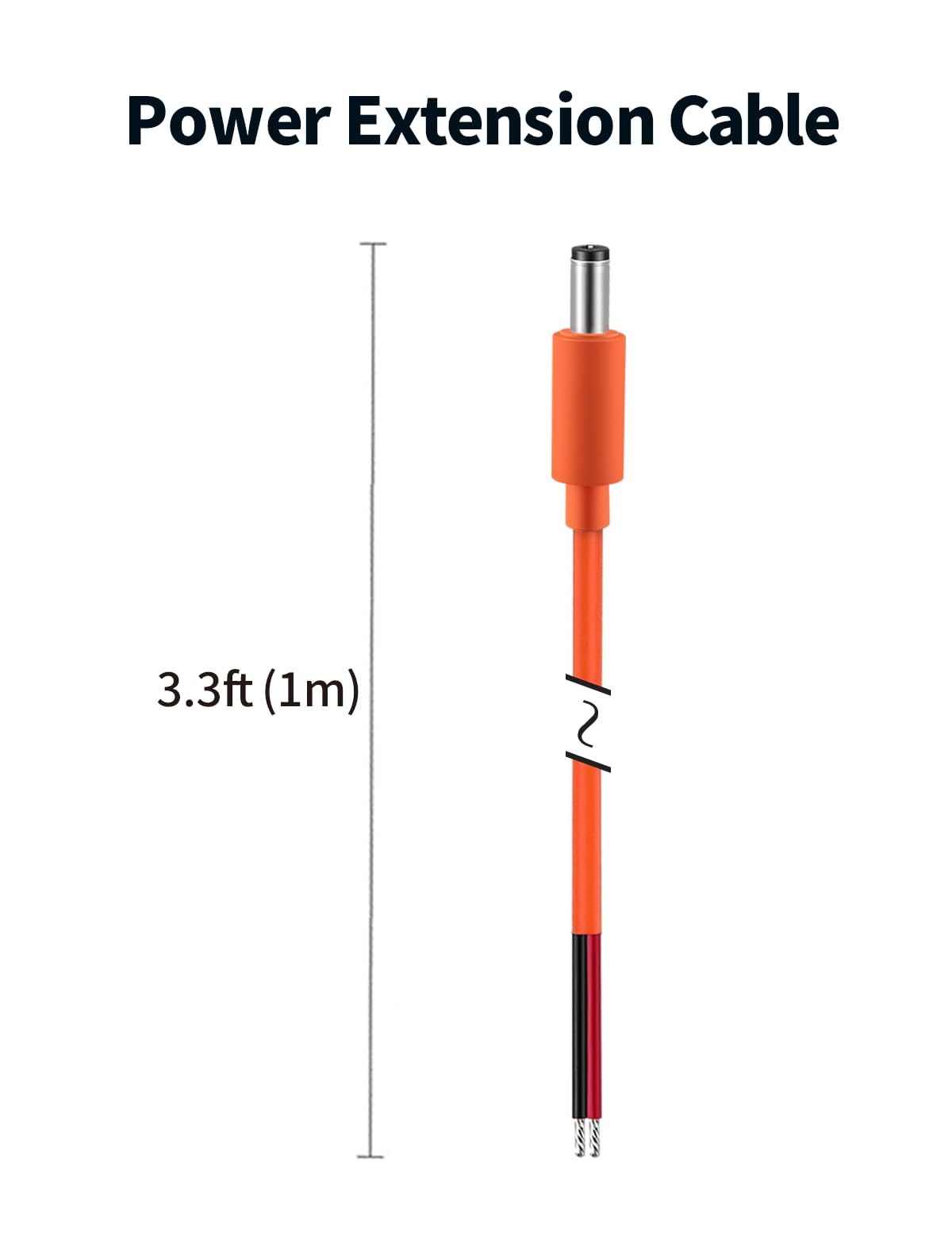 Tonton 16AWG DC5521 Power Pigtails Cable, 1M 3.3FT, Pure Copper, Orange, 5.5MM x 2.1MM Male Plug to Bare Wire, Barrel Connector Pigtail for CCTV Security Camera, DVR, LED Strip Lights - 2 Pack (M) - Image 5