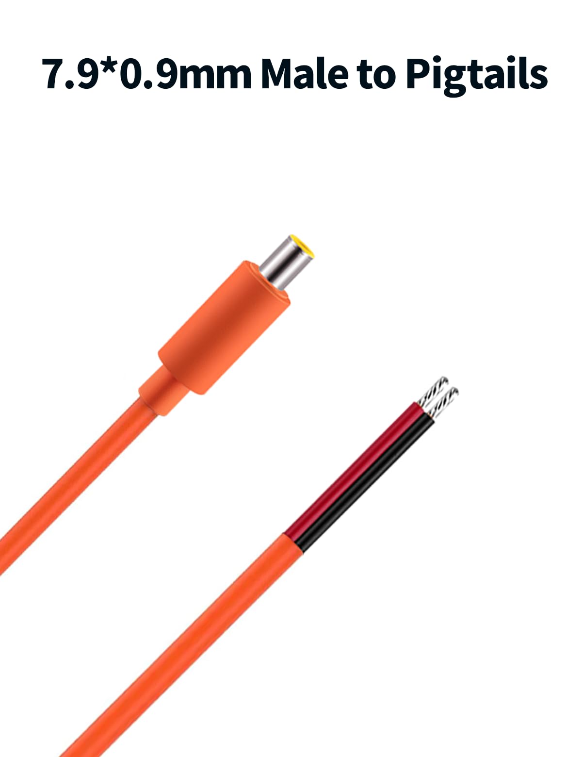 Tonton 2-Pack 16AWG DC7909 Power Pigtails Cable - 1M 3.3FT, Pure Copper, Orange - 12V DC 8mm Male Plug to Bare Wire, 7.9 x 5.5mm Barrel Connector Pigtail, Repair Cable for Solar Cell, Laptop Power - Image 8