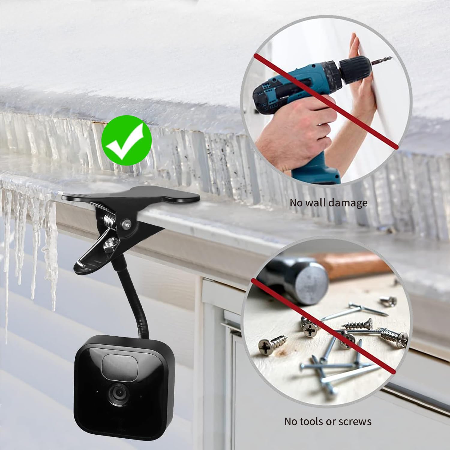 Tonton 2-Pack Clip Clamp Mount Compatible with Blink Outdoor 4 (4th Gen), Blink Outdoor (3rd Gen), XT3, XT/XT2, Mini – 7.1 Inchs Gooseneck Arm, Tool-Free Adjustable Mount for Blink Camera System - Image 9