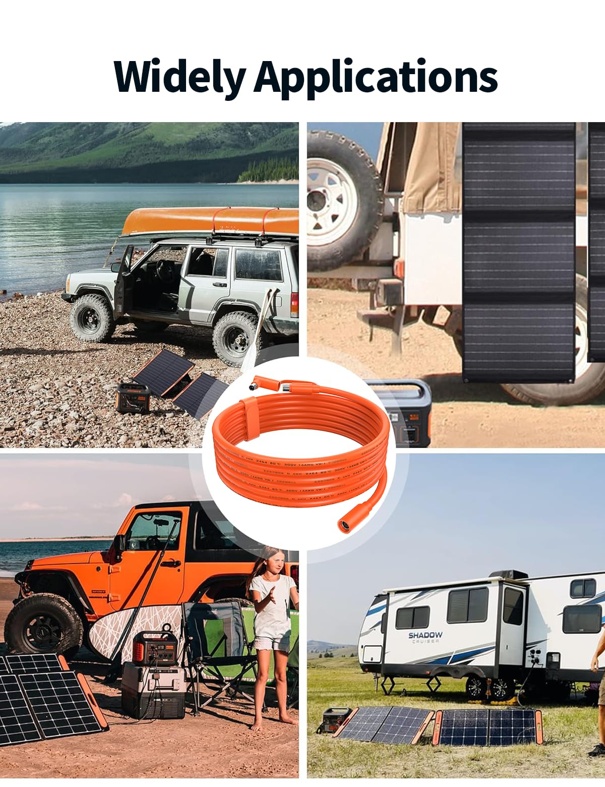Tonton 30FT 9M 8mm Extension Cable 12AWG for Solar Generators, DC7909 Solar Panel Cable Cord Female to Male with DC8020 Power Male Adapter Right Angle for GZ Yeti, Aker, Jackery Portable Power Station - Image 5