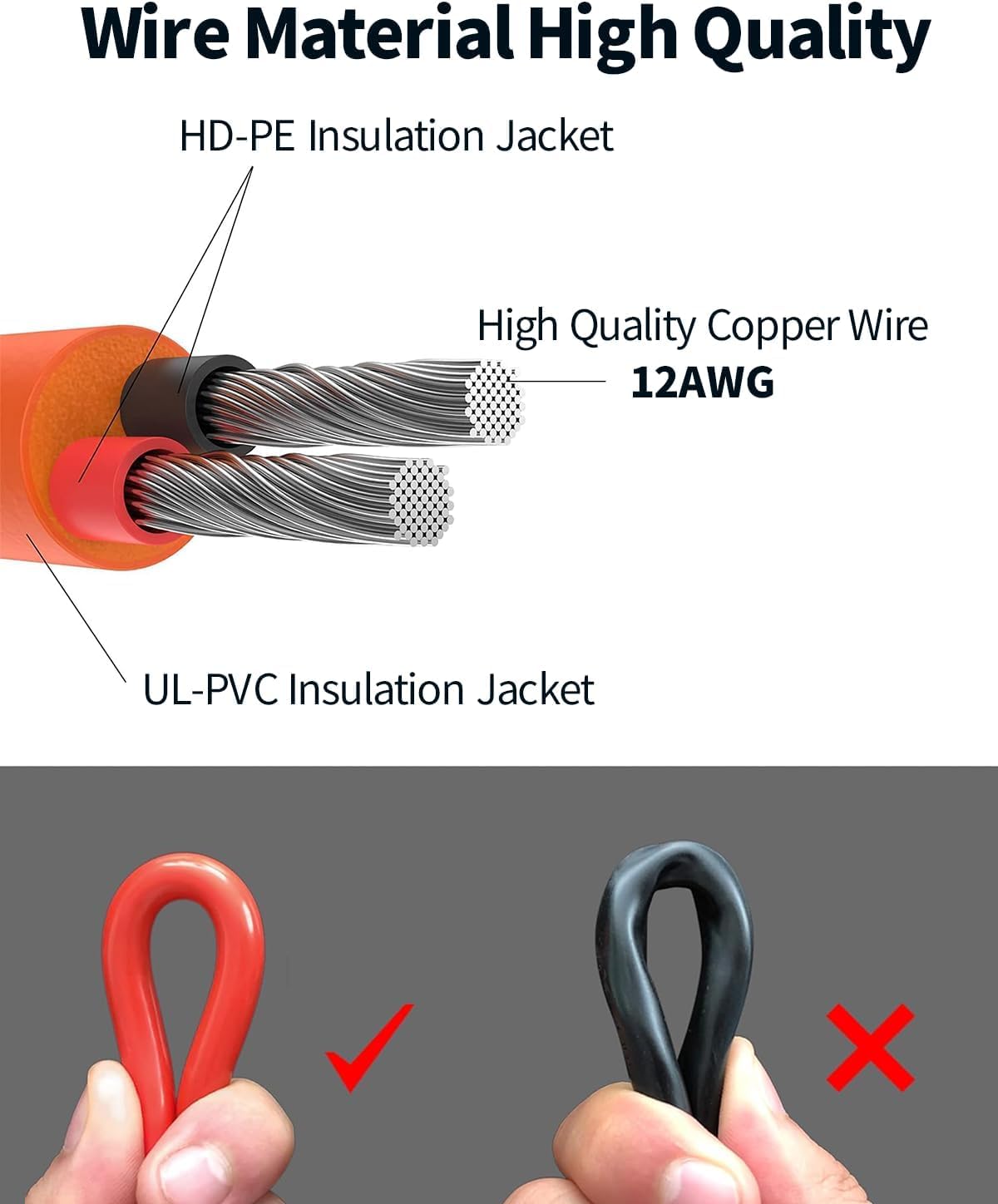 Tonton 30FT 9M 8mm Extension Cable 12AWG for Solar Generators, DC7909 Solar Panel Cable Cord Female to Male with DC8020 Power Male Adapter Right Angle for GZ Yeti, Aker, Jackery Portable Power Station - Image 6