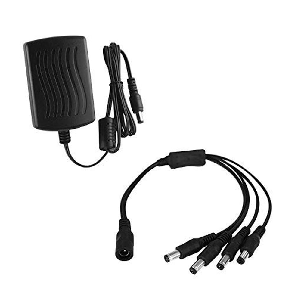 Tonton AC to DC Power Supply Adapter 12V 2A (2000mA)UL/FCC/CE Certified,Ideal for CCTV Security Camera/DVR/NVR/LED Strip Lights,Includes 1 to 4 Power Splitter Cable Cord,Suitable for North Americaica