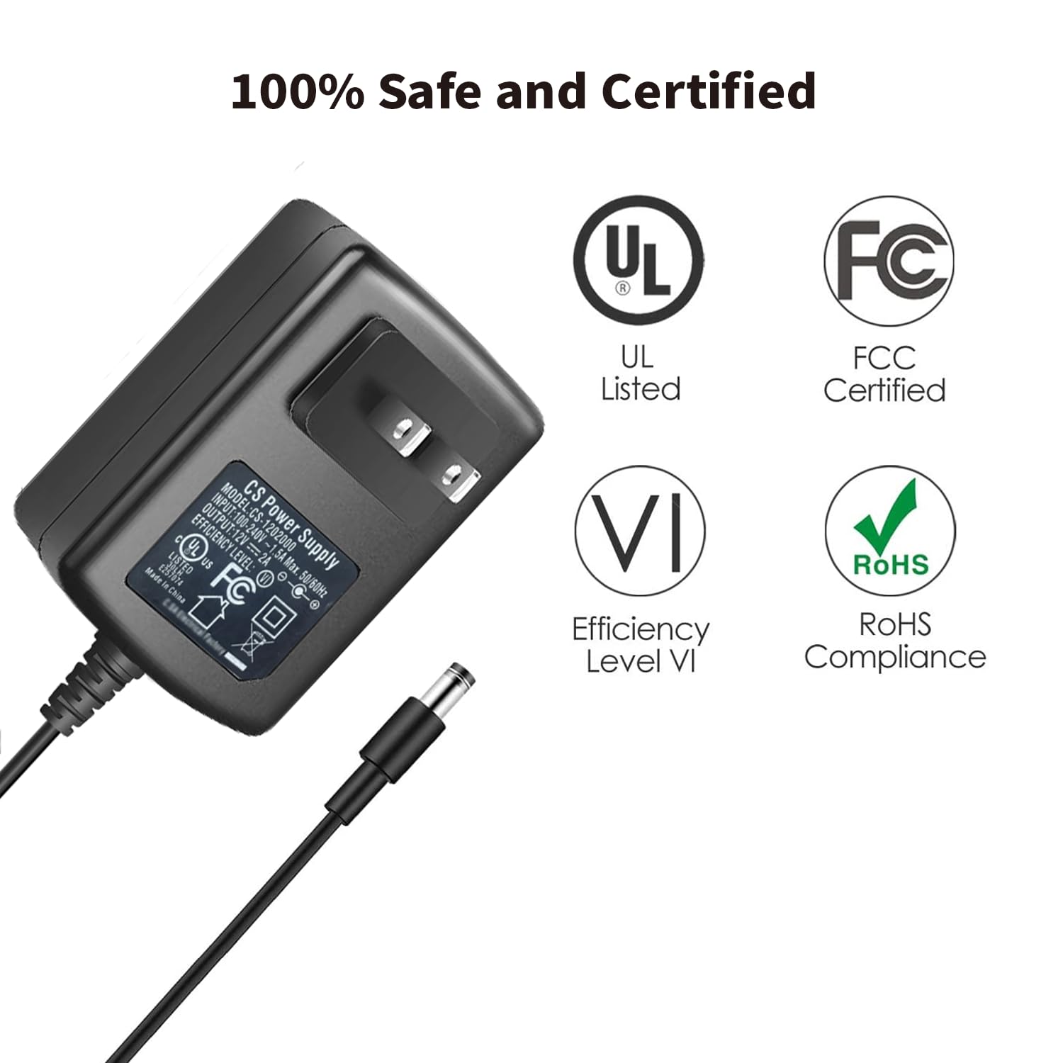 Tonton AC to DC Power Supply Adapter 12V 2A (2000mA)UL/FCC/CE Certified,Ideal for CCTV Security Camera/DVR/NVR/LED Strip Lights,Includes 1 to 4 Power Splitter Cable Cord,Suitable for North Americaica - Image 4