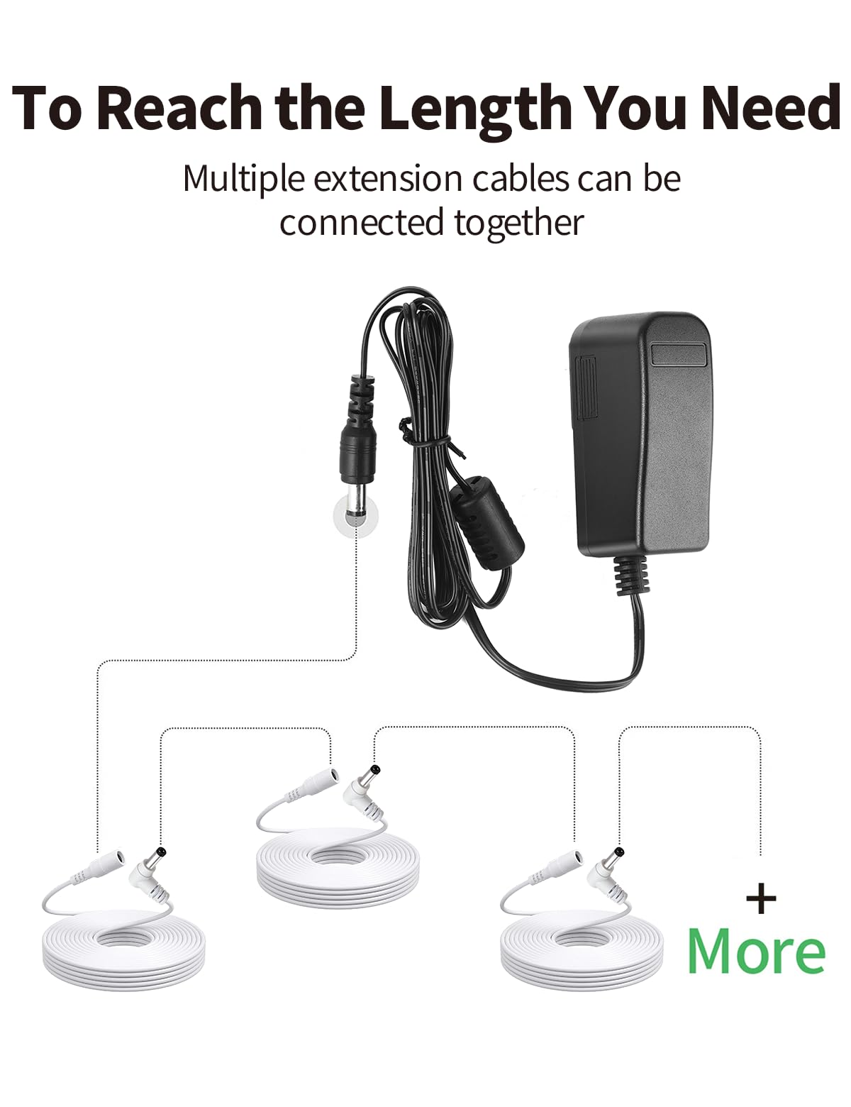 Tonton DC Power Extension Cable 5M 16.4FT 5.5mm x 2.1mm 90 Degree Right Angle Female to DC Male Power Adapter Cord for CCTV Security Camera Surveillance LED Strip DVR NVR Router Guitar Effect Pedal - Image 5
