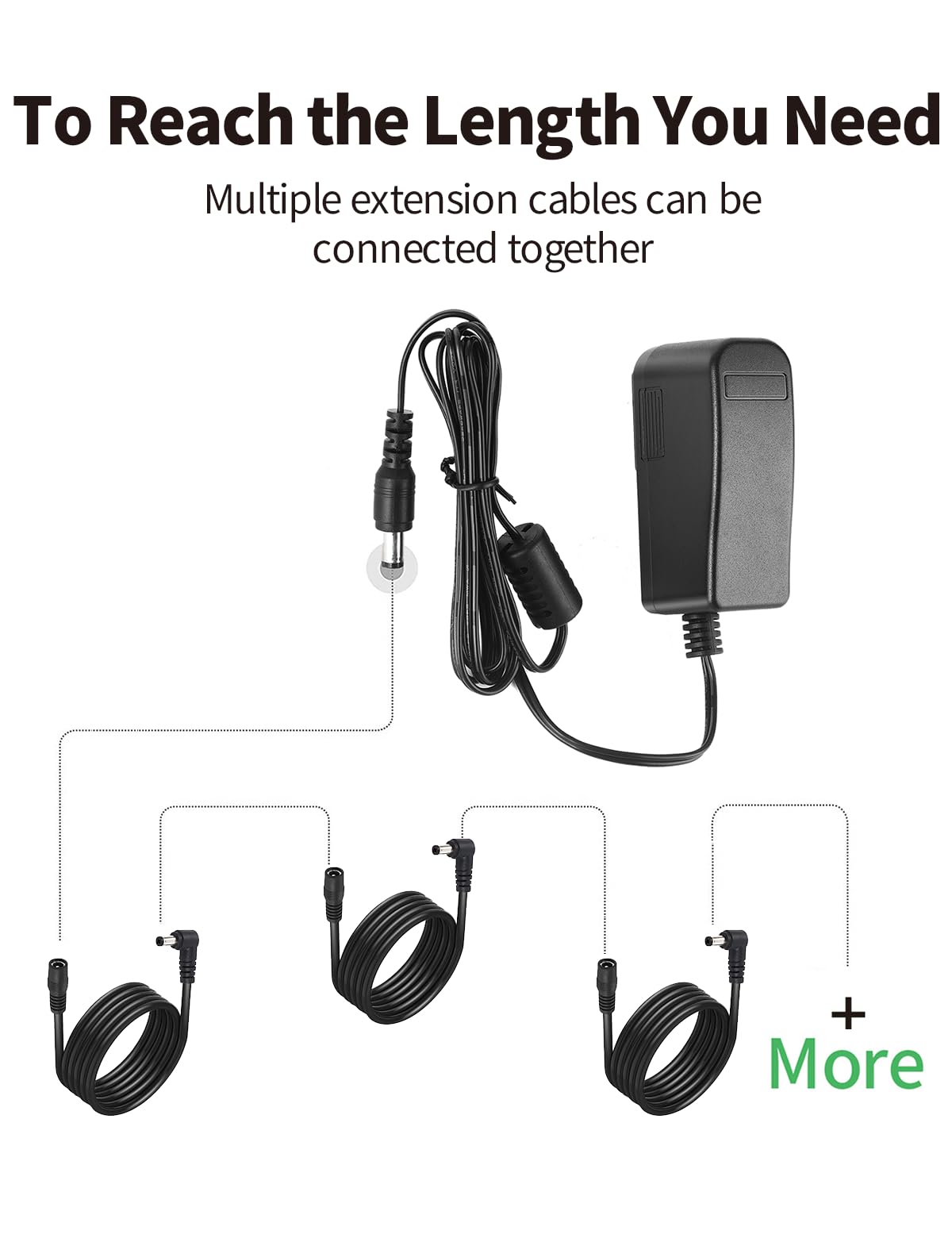 Tonton 2 Pack DC Power Extension Cable 5M 16.4FT 5.5mm x 2.1mm 90 Degree Right Angle Female to DC Male Power Adapter Cord for CCTV Security Camera Surveillance LED DVR NVR Router Guitar Effect Pedal - Image 7
