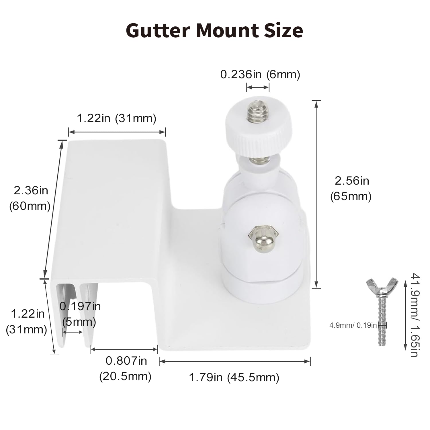 Tonton Gutter Mount for Solar Panel and Outdoor Security Camera Compatible with Ring, Arlo, Eufy, Wyze, Reolink, Google Nest, Blink, Standard 1/4"-20 Mount, Up & Down Version Universal Bracket (White) - Image 8