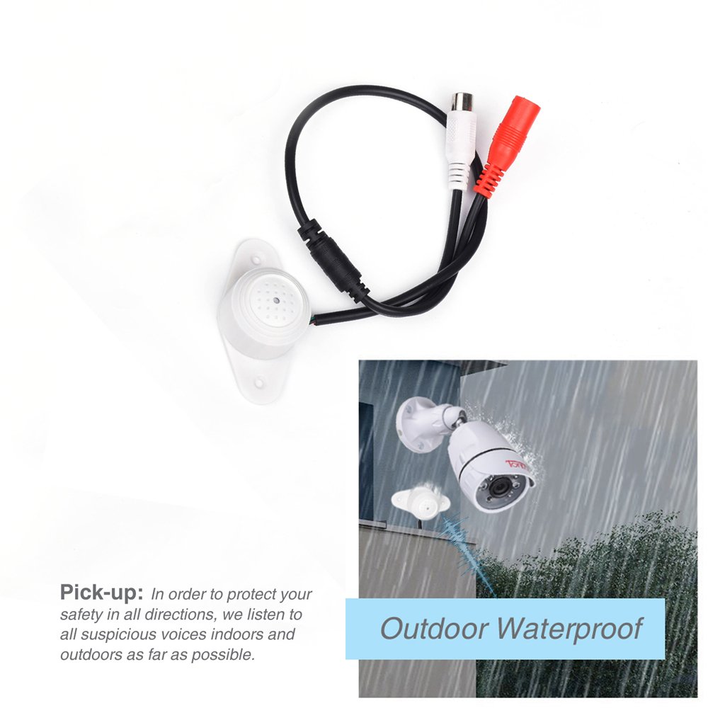 Tonton High Sensitive Weatherproof Preamp Microphone Audio Pickup Device Sound Voice Pickup Kit with 60 Feet Cable and Power Supply for CCTV Surveillance Camera System - Image 6