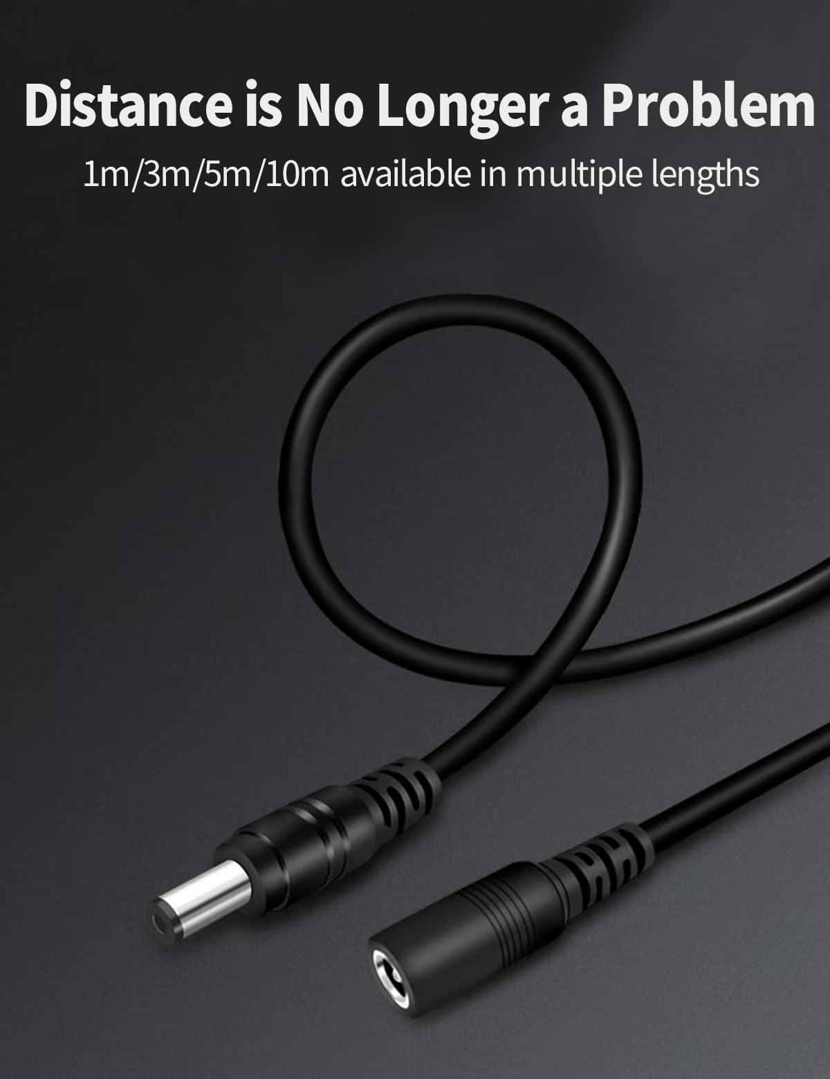 Tonton 4 Pack 3.3FT 1M DC Power Extension Cable 5.5 mm x 2.1 mm 5521 Male to Female 12V DC Adapter Cord Compatible with CCTV Security IP Camera,Survelliance DVR Standalone,LED Strip,Monitors(Black) - Image 8