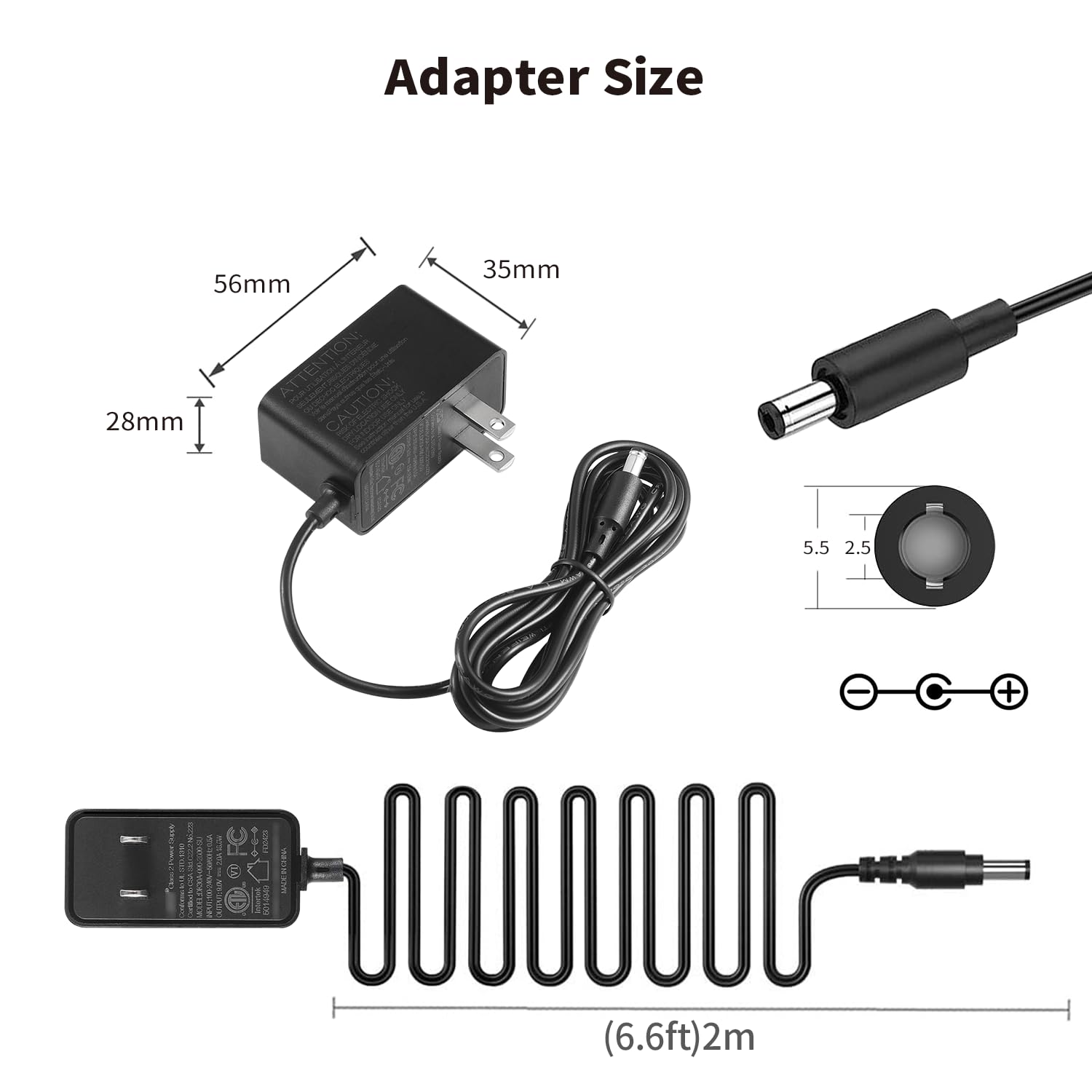 Universal 9V 2A Power Supply Charger 6.6FT, 100-240V AC Adapter to DC 9V 2A 1.8A 1.5A 1A 0.8A 0.5A Power Cord 8 Interchangeable plugs for Arduino UNO R3, Schwinn Bike, Crosley Cruiser Record Player - Image 5